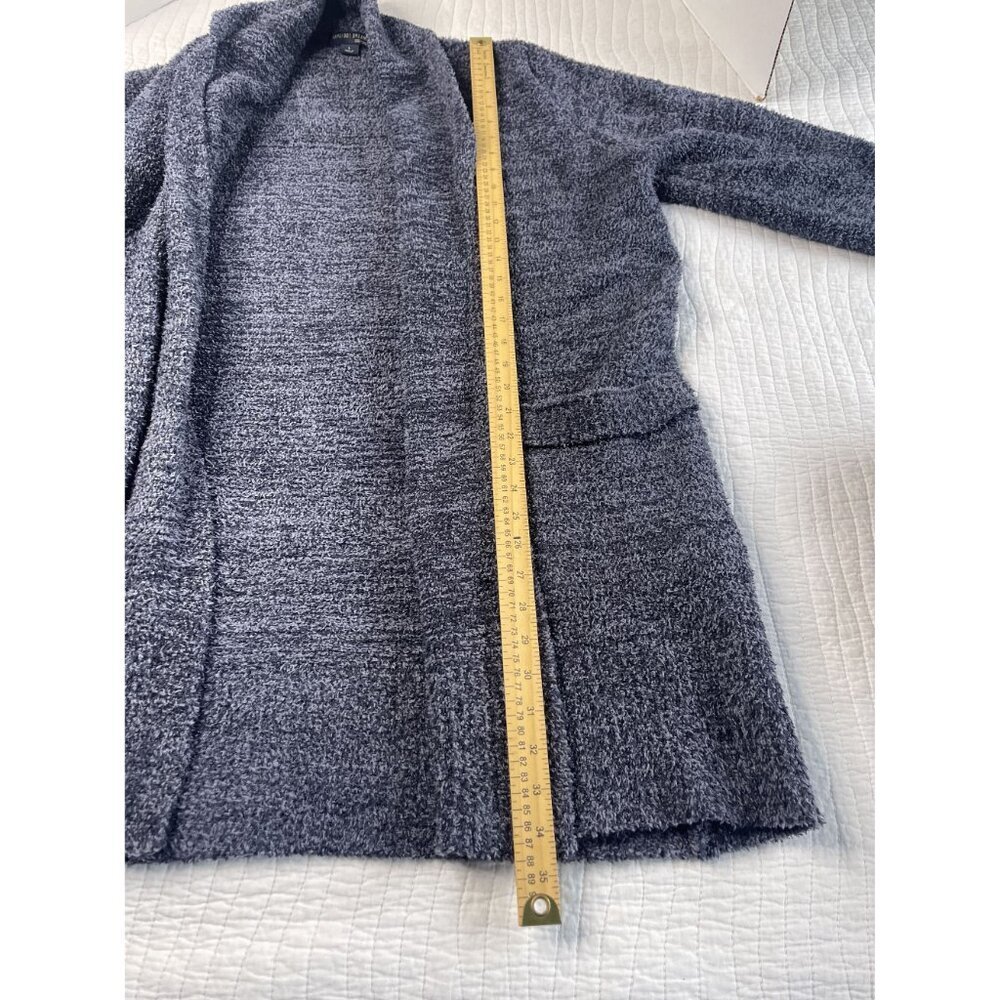 Barefoot Dreams CozyChic SZ L Open Front Knit Cardigan Sweater Pockets Blue Gray - Picture 3 of 11